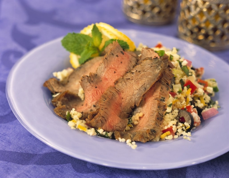 Greek-Style Grilled Beef Steak and Couscous Salad