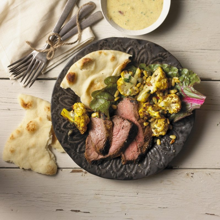 Tandoori Marinating Steak with Roasted Curried Cauliflower