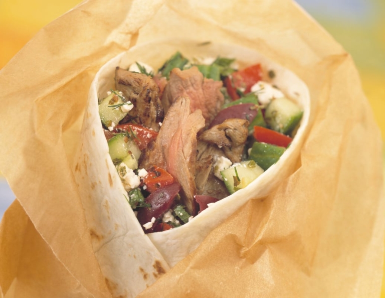 Greek Beef Salad Wrap