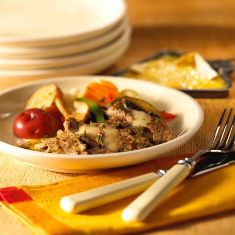 Raclette-Style Beef in Herbed Butter