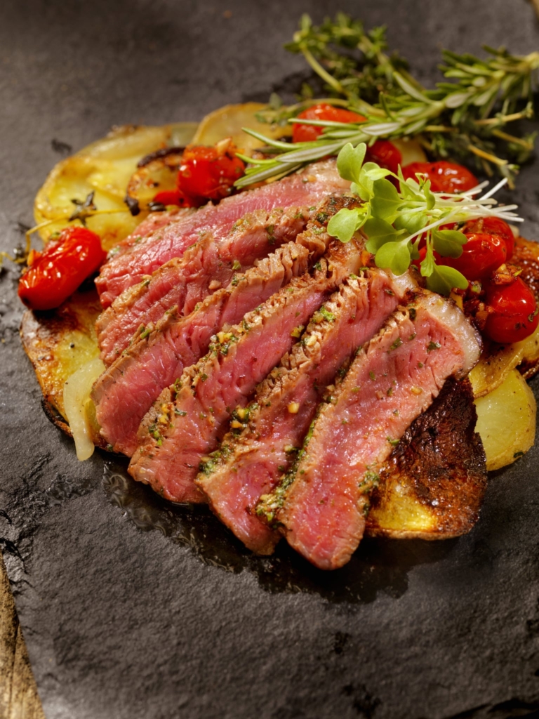 Carpaccio-style Beef with Patatas Bravas