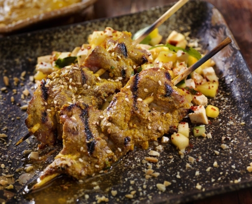 Singapore Beef Satay with Rojak Salad