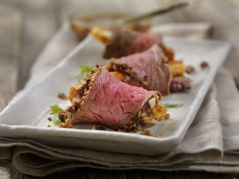 Beef Wrapped Maple Parsnip Bites