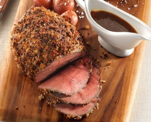 Cracked Pepper and Horseradish Crusted Oven Roast with Gravy