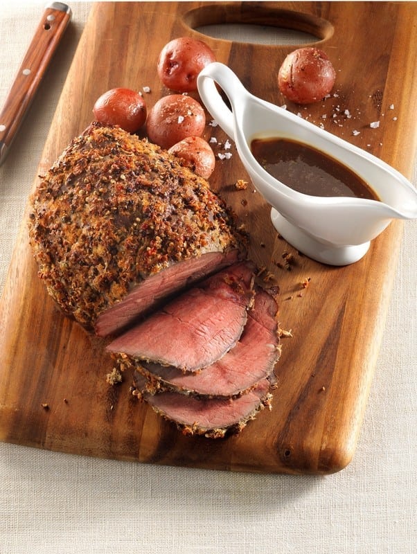 Cracked Pepper and Horseradish Crusted Oven Roast with Gravy