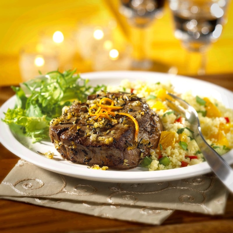 Barcelona Beef Medallions with Spanish Couscous Salad