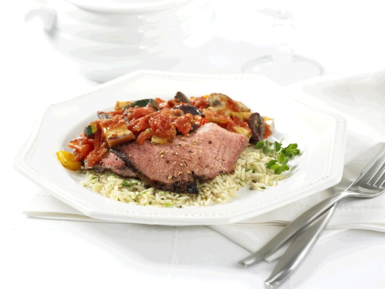 Roast Beef with Roasted Ratatouille