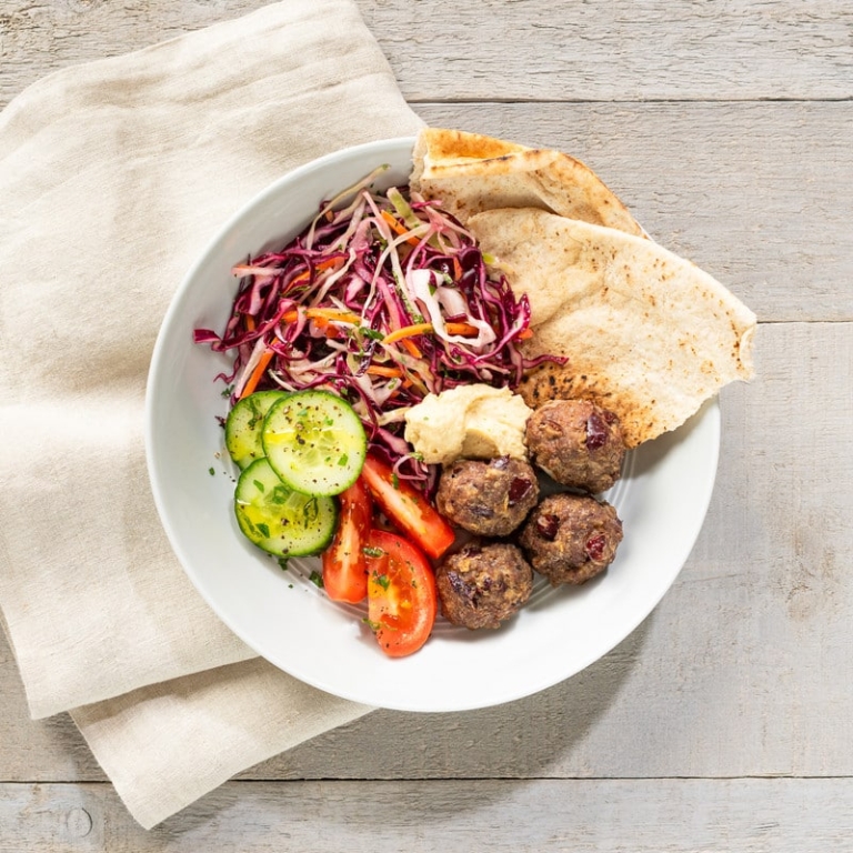 Moroccan Meatballs with Herbed Slaw
