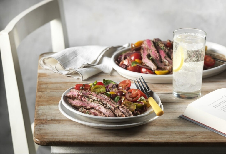 Grilled Flank Steak and Puttanesca Salad