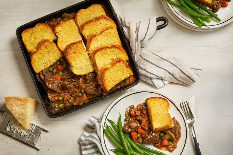 Speedy Texas Toast Topped Steak & Mushroom Pot Pie