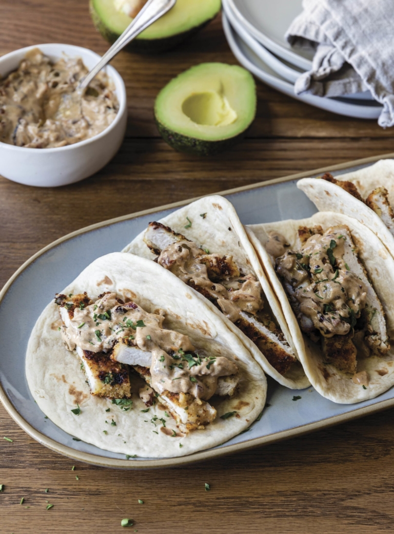 Veal Tacos with Sun-Dried Tomato Tomatillo Sauce
