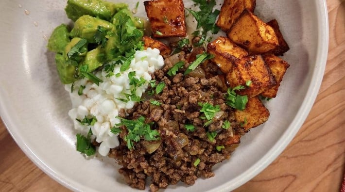 Ground Beef and Sweet Potato Protein Bowl