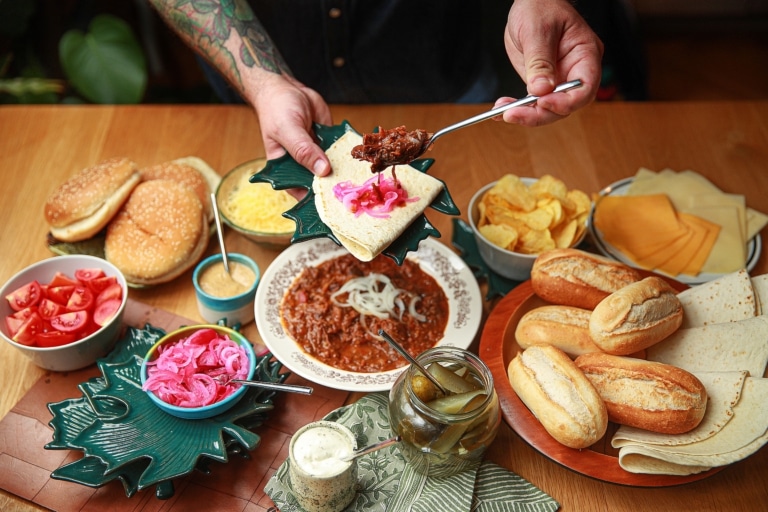 Goulash-Style Slow Cooker Braised Beef D-I-Y Wrap and Sandwich Platter