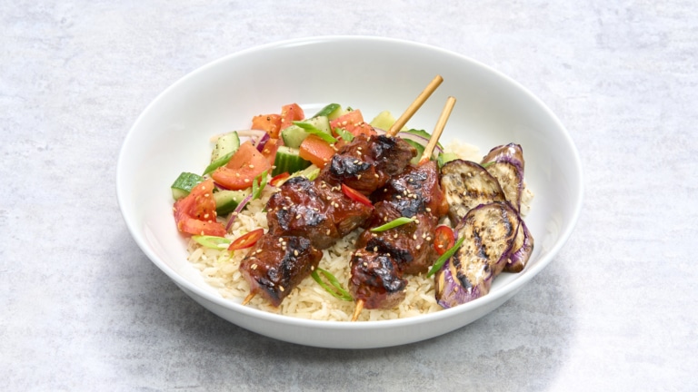 Filipino-Style Grilled Beef Skewer Bowls