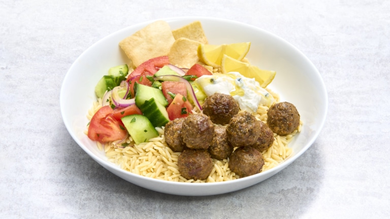 Mediterranean-Inspired Meatball and Orzo Bowls